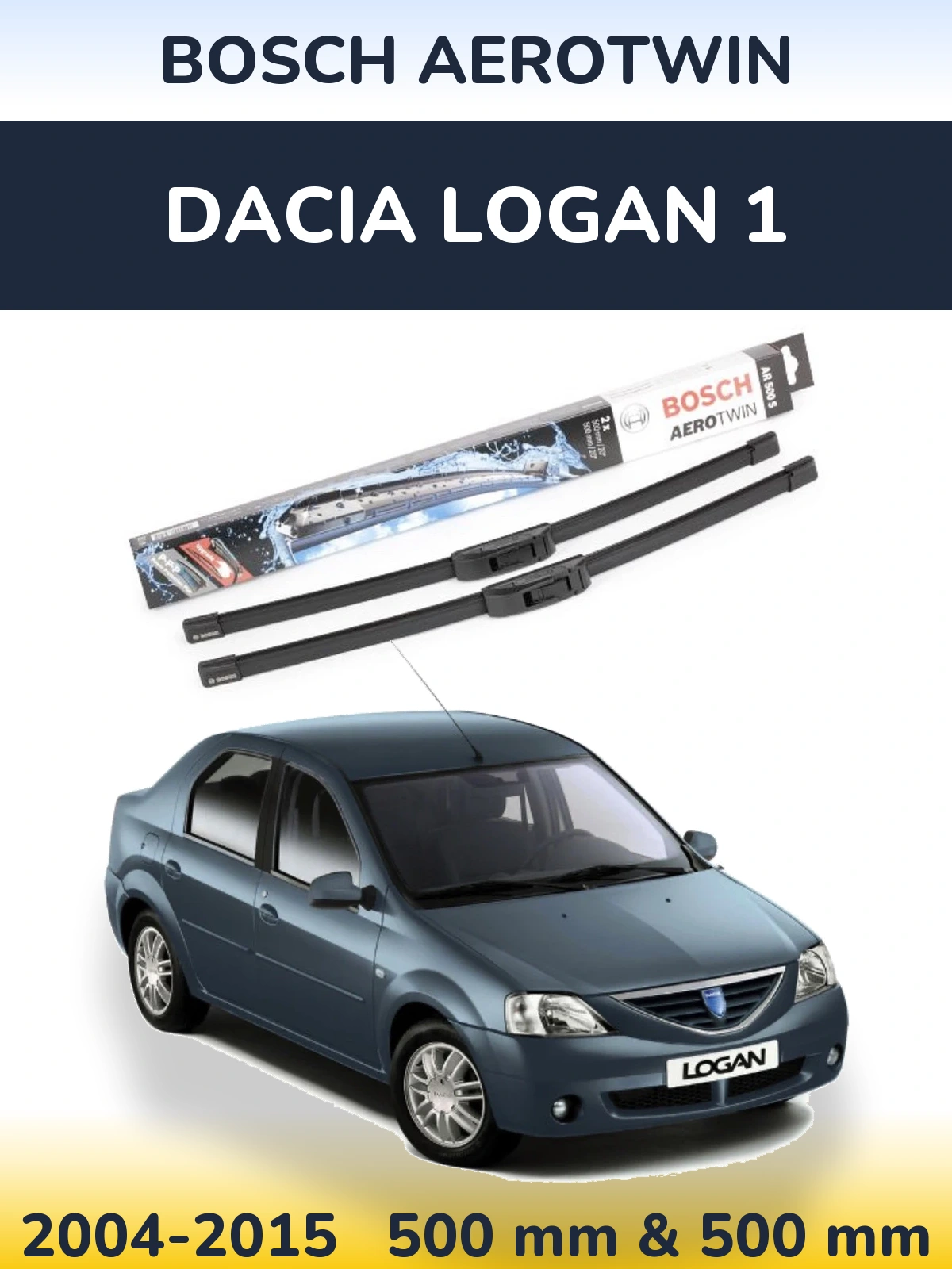 Комплект передніх щіток BOSCH AeroTwin 500 & 500 мм для Dacia Logan 1 2004-2015