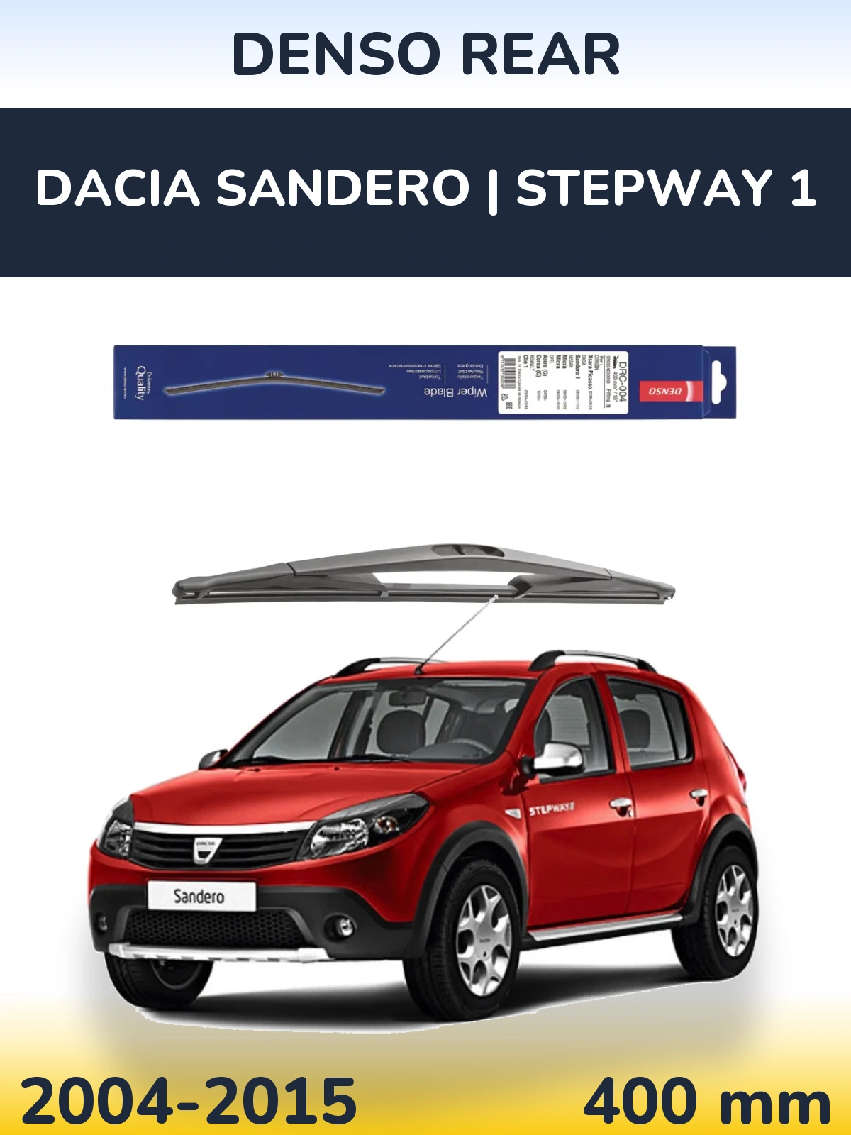 Rear wiper blade Denso Rear 400 mm for Dacia Sandero | Stepway 1 2004-2015