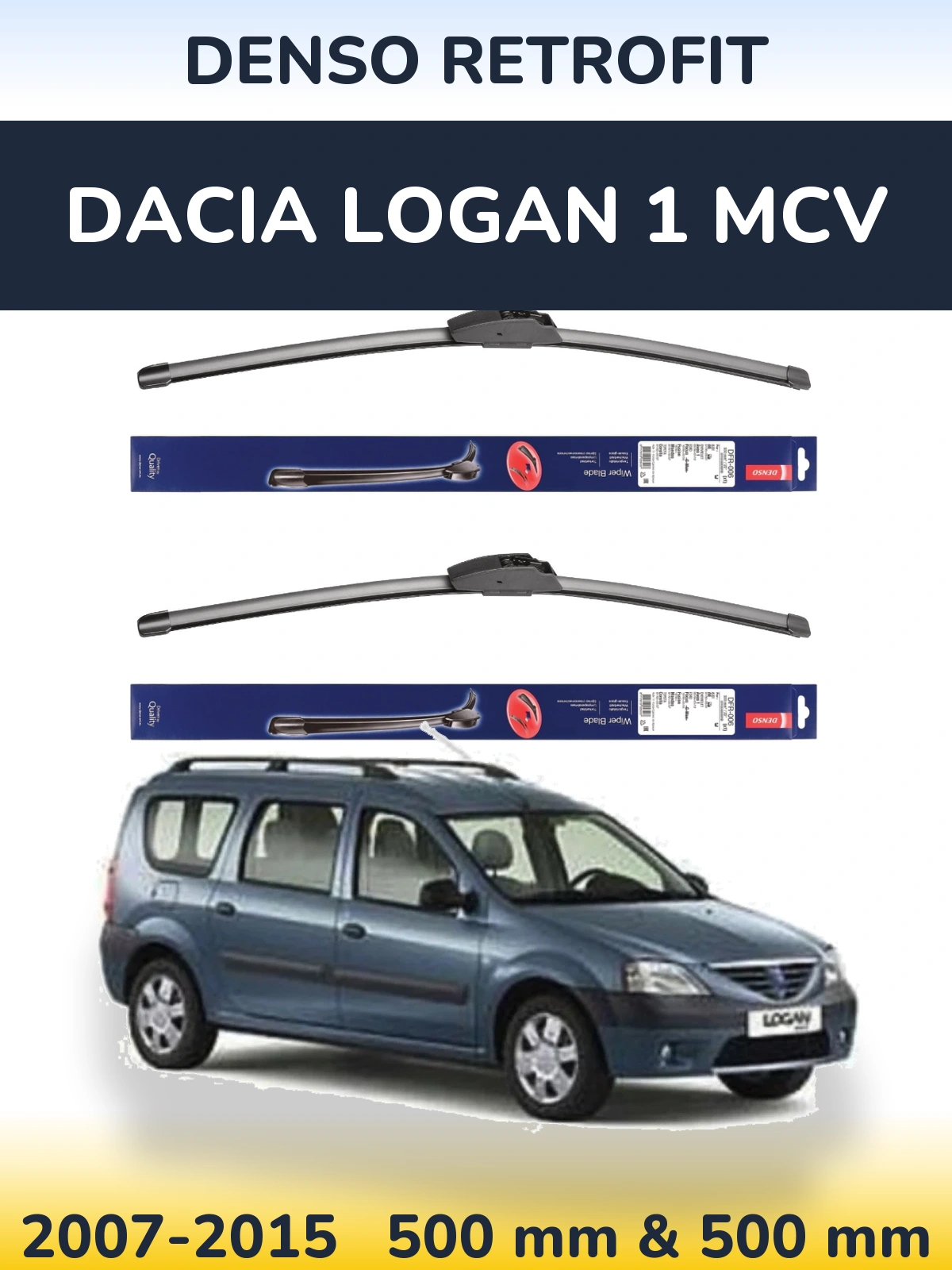 Комплект передніх щіток Denso Retrofit 500 & 500 мм для Dacia Logan 1 MCV 2007-2015