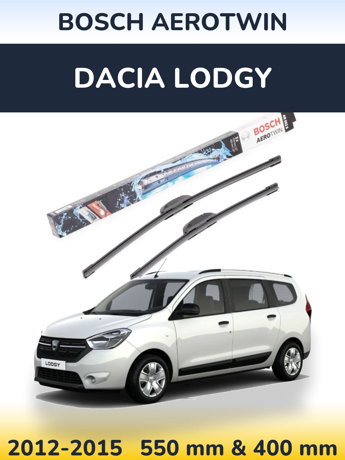 Front wiper blade set BOSCH AeroTwin 550 & 400 mm for Dacia Lodgy 2012-2015