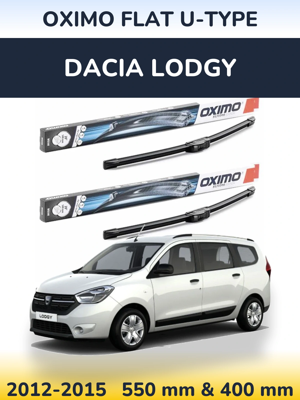 Комплект передніх щіток Oximo Flat U-type 550 & 400 мм для Dacia Lodgy 2012-2015