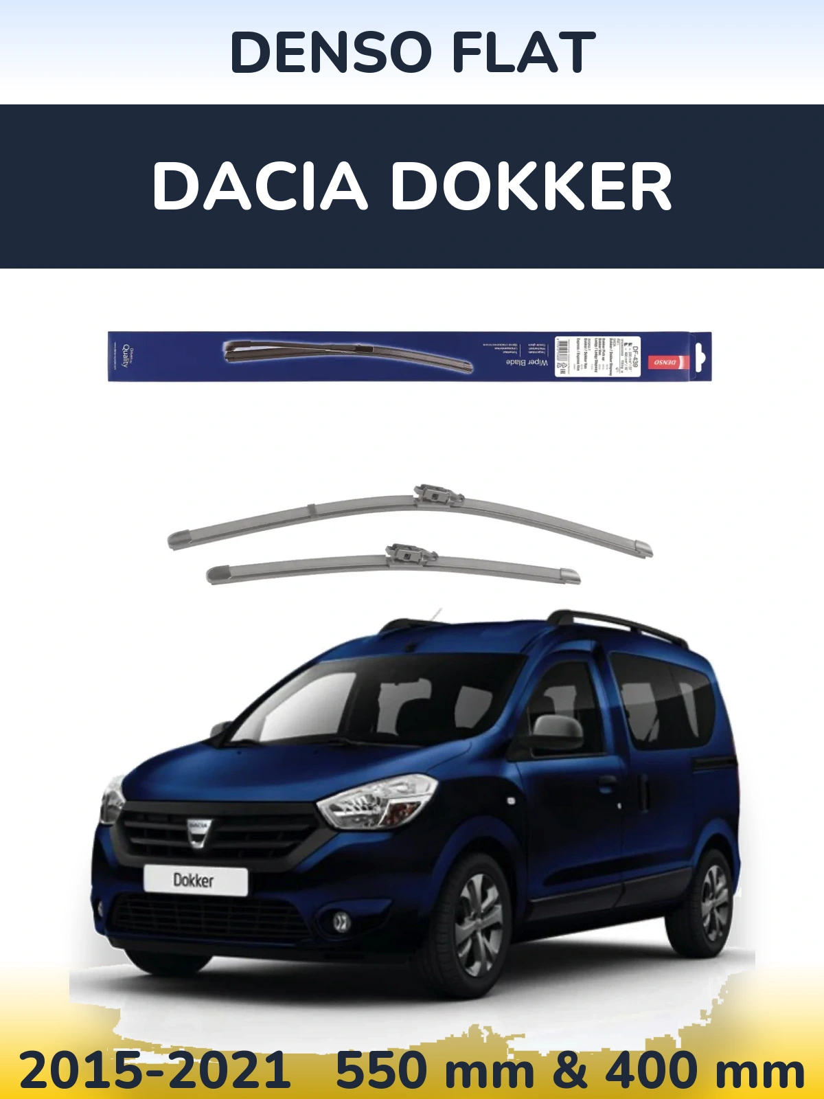 Комплект передних дворников Denso Flat 550 & 400 мм для Dacia Dokker 2015-2021
