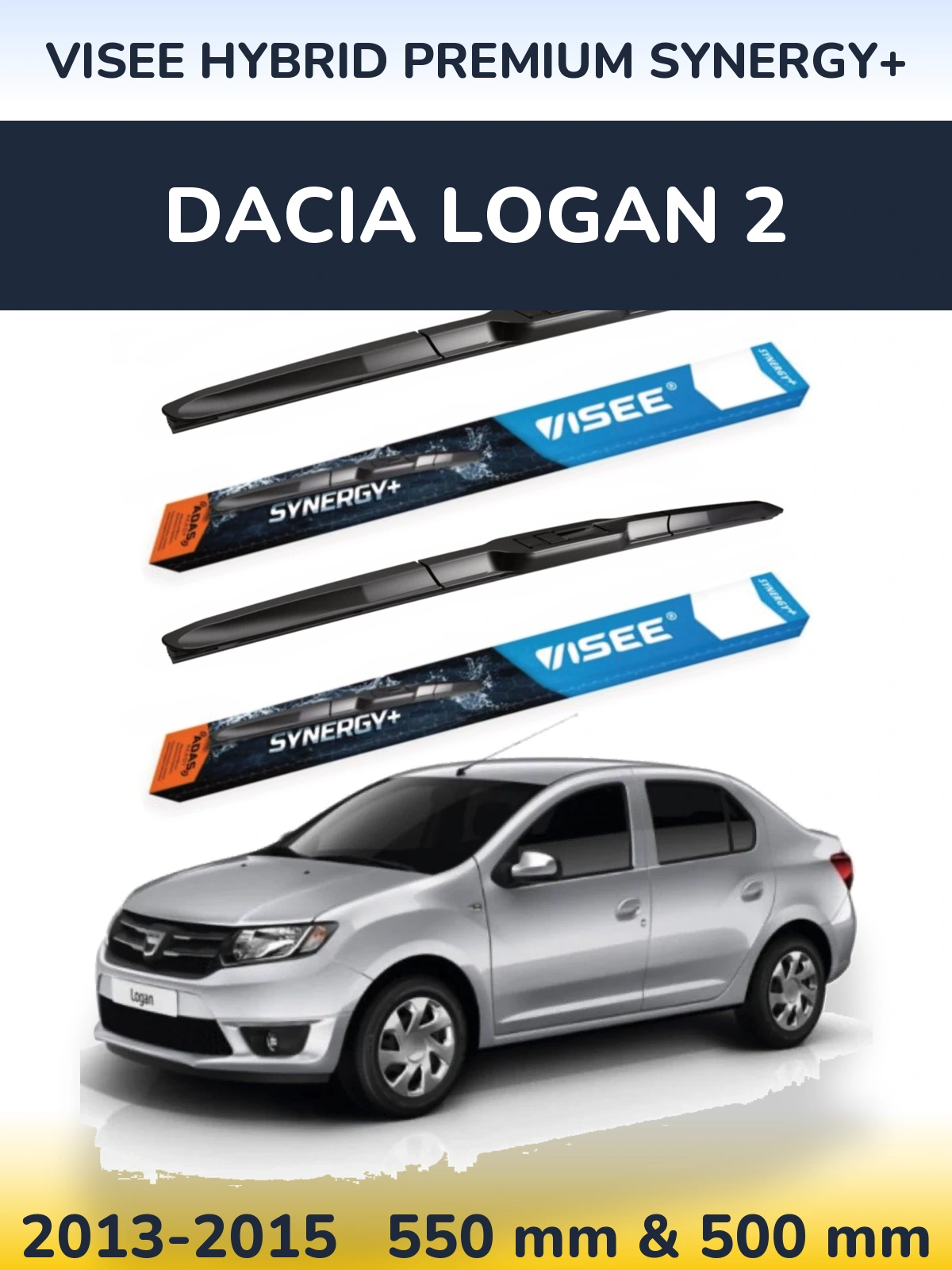 Комплект передніх щіток VISEE HYBRID PREMIUM SYNERGY+ 550 & 500 мм для Dacia Logan 2 2013-2015