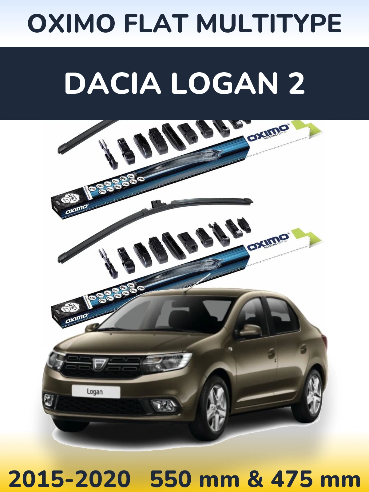 Комплект передніх щіток Oximo Flat MultiТипe 550 & 475 мм для Dacia Logan 2 2015-2020