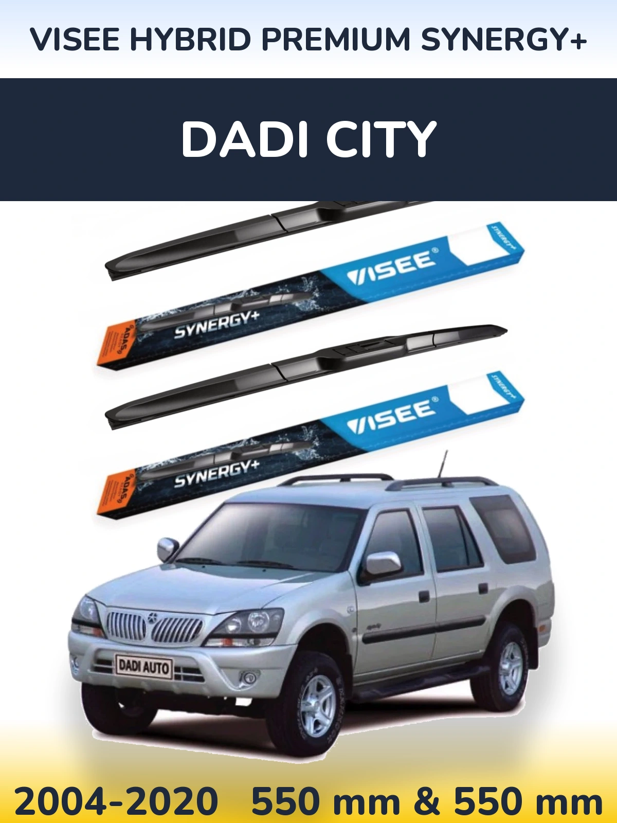 Front wiper blade set VISEE HYBRID PREMIUM SYNERGY+ 550 & 550 mm for Dadi City 2004-2020