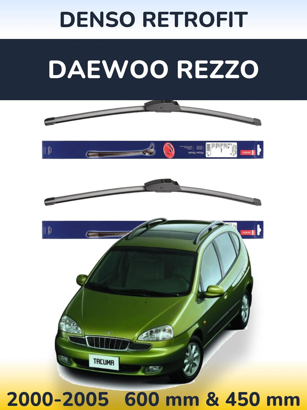 Комплект передних дворников Denso Retrofit 600 & 450 мм для Daewoo Rezzo 2000-2005