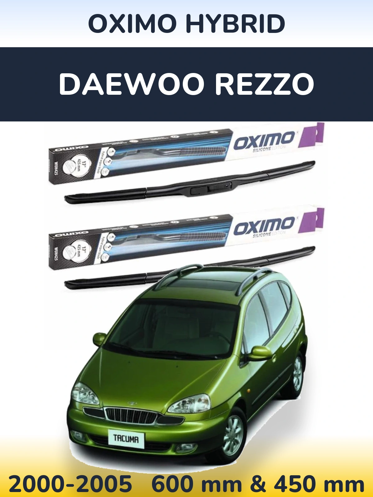 Комплект передних дворников Oximo Hybrid 600 & 450 мм для Daewoo Rezzo 2000-2005
