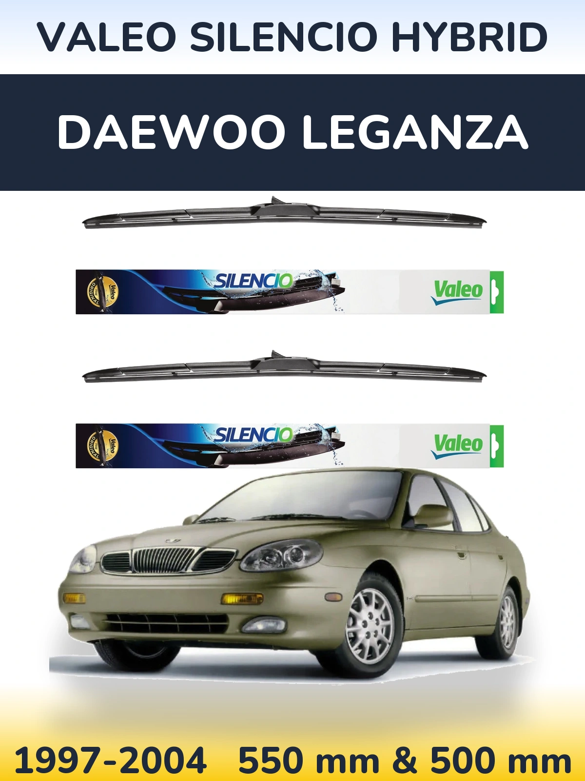 Комплект передних дворников Valeo Silencio Hybrid 550 & 500 мм для Daewoo Leganza 1997-2004