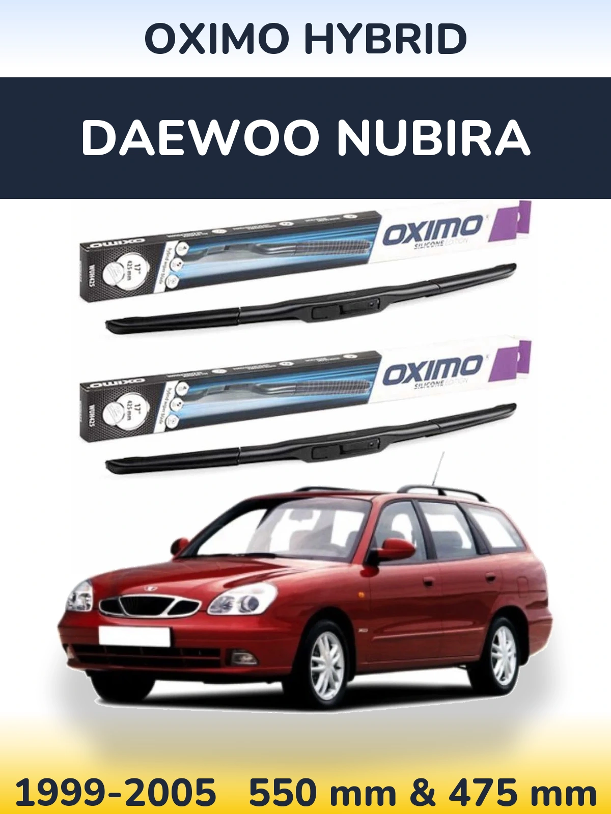 Комплект передних дворников Oximo Hybrid 550 & 475 мм для Daewoo Nubira 1999-2005