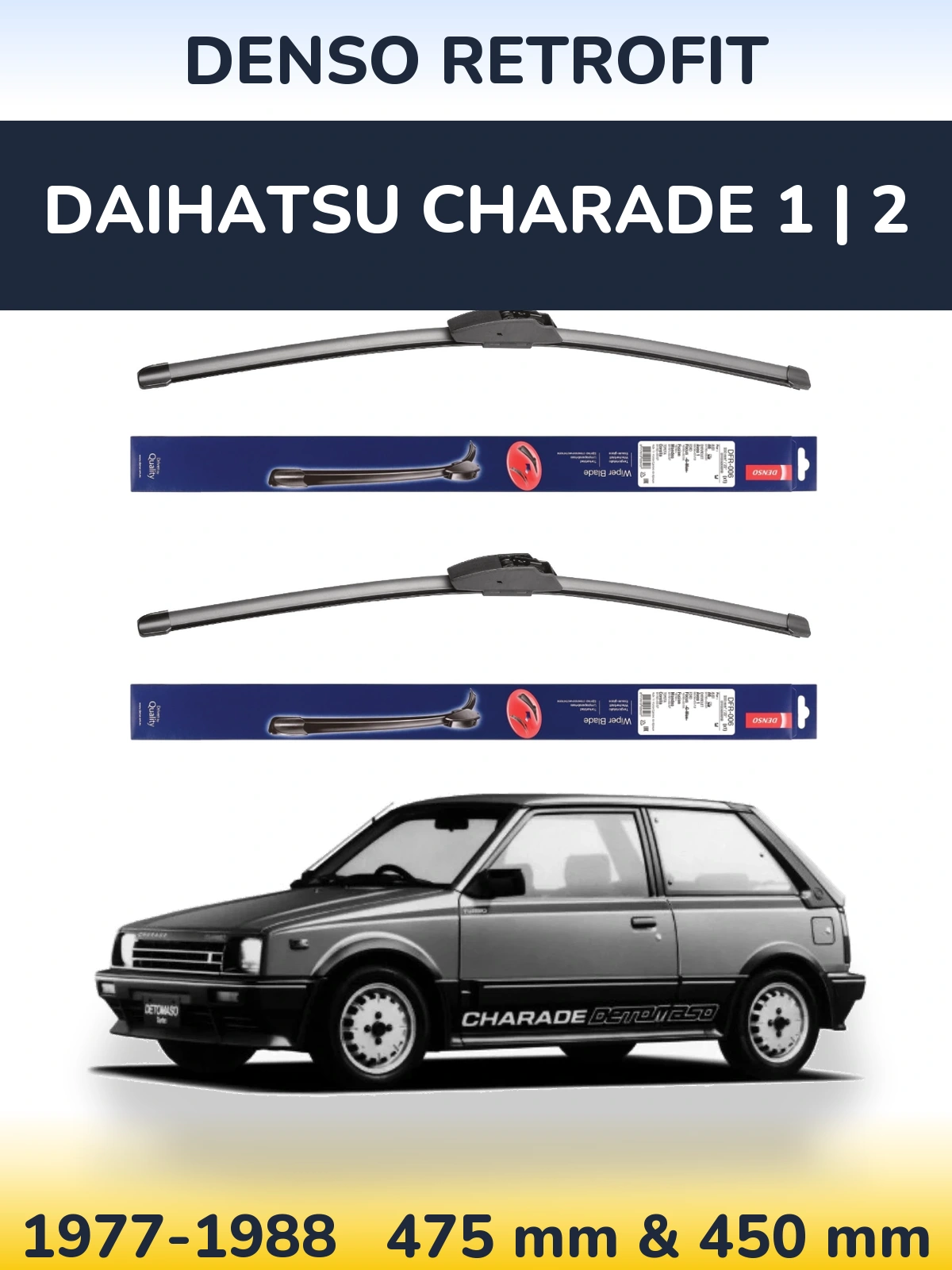 Комплект передніх щіток Denso Retrofit 475 & 450 мм для Daihatsu Charade 1 | 2 1977-1988