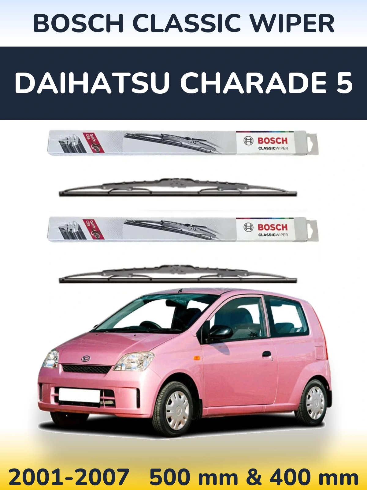 Комплект передніх щіток BOSCH Classic Wiper 500 & 400 мм для Daihatsu Charade 5 2001-2007