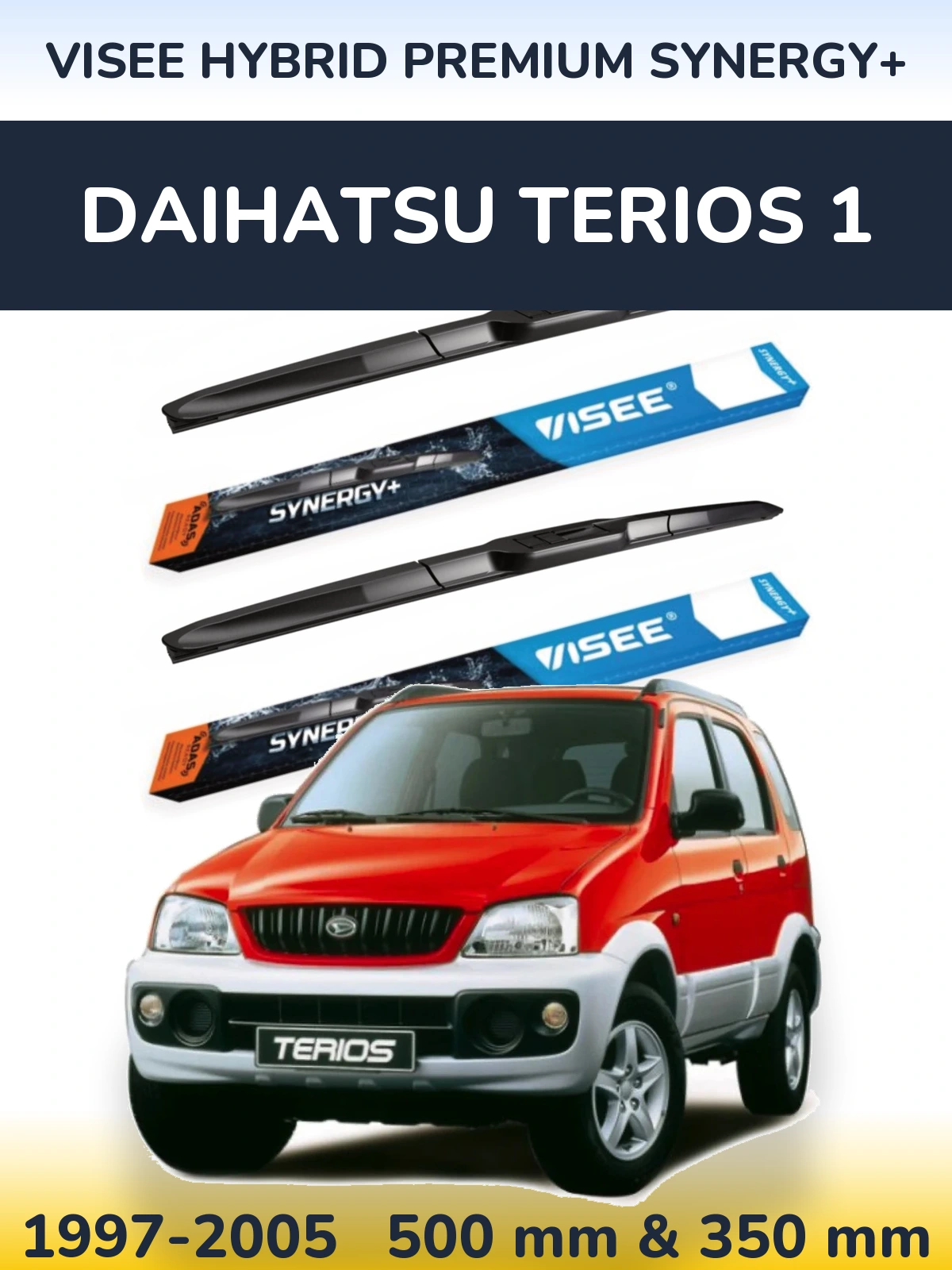 Комплект передніх щіток VISEE HYBRID PREMIUM SYNERGY+ 500 & 350 мм для Daihatsu Terios 1 1997-2005