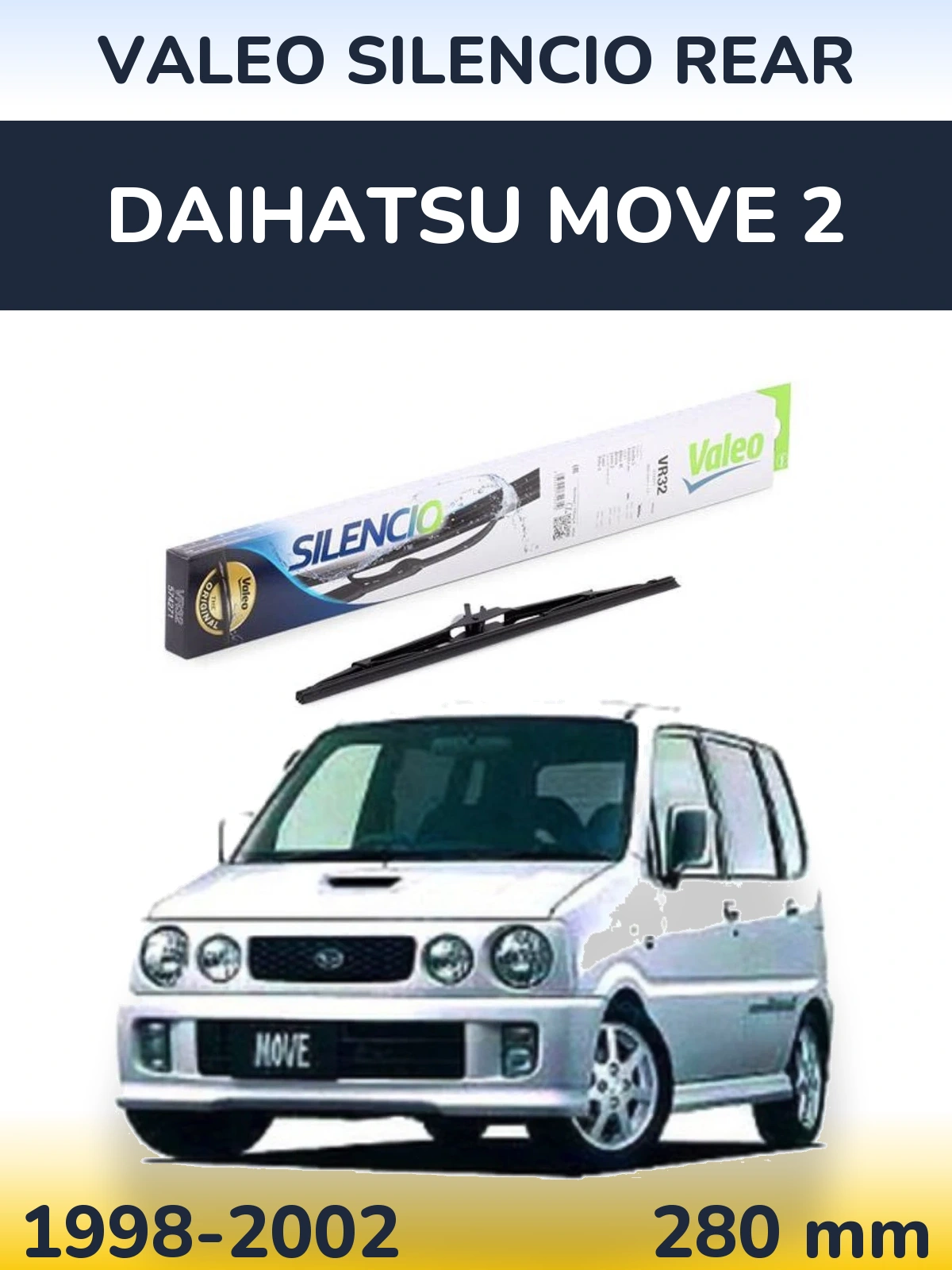 Rear wiper blade Valeo Silencio Rear 280 mm for Daihatsu Move 2 1998-2002