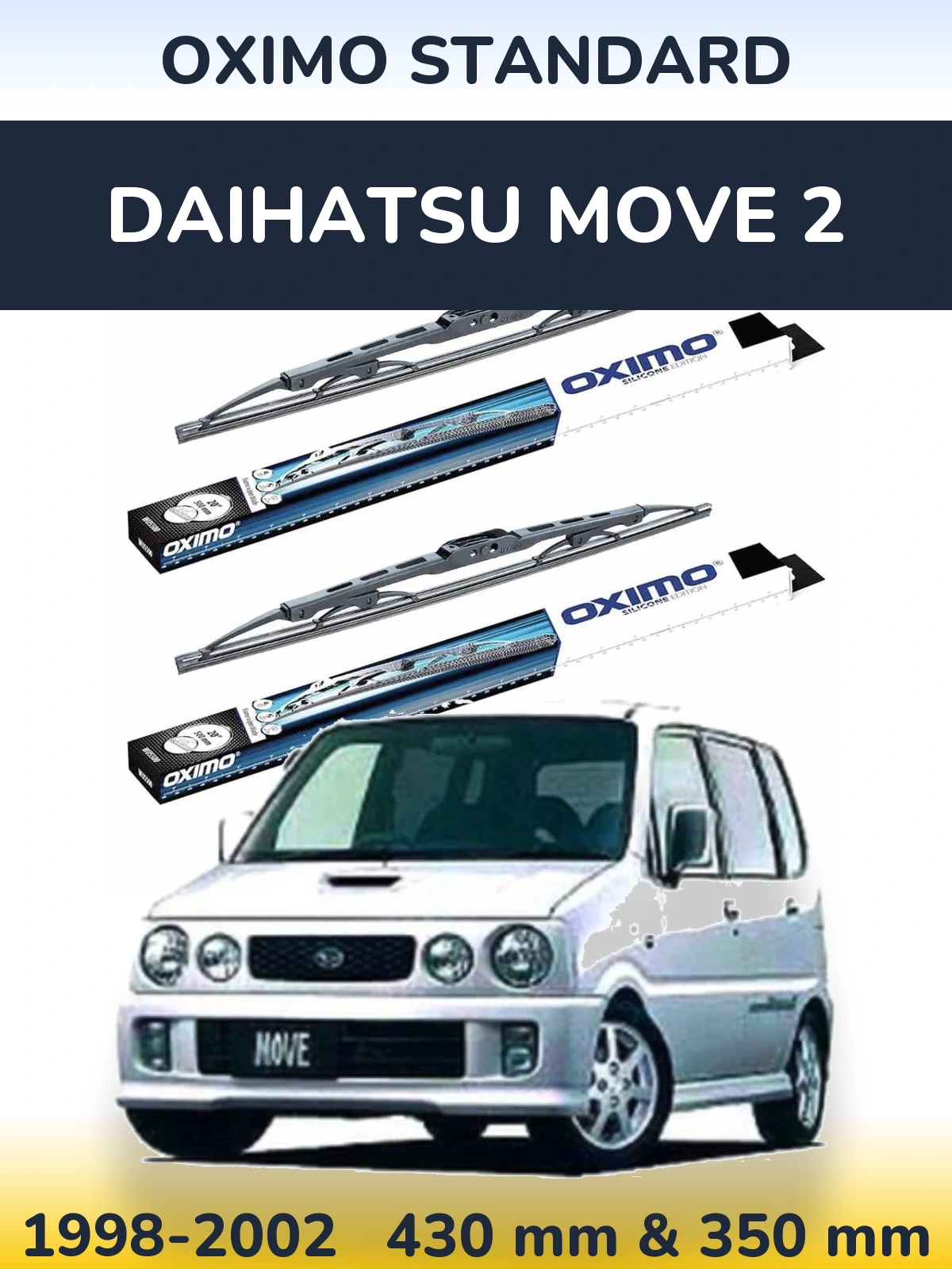 Front wiper blade set Oximo Standard 425 & 350 mm for Daihatsu Move 2 1998-2002