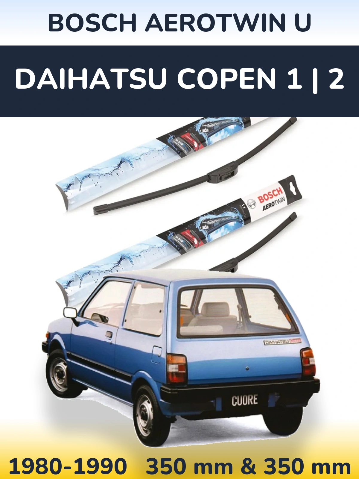 Комплект передніх щіток BOSCH AeroTwin U 350 & 350 мм для Daihatsu Copen 1 | 2 1980-1990