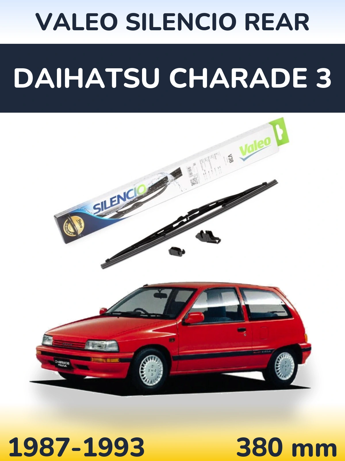 Rear wiper blade Valeo Silencio Rear 380 mm for Daihatsu Charade 3 1987-1993