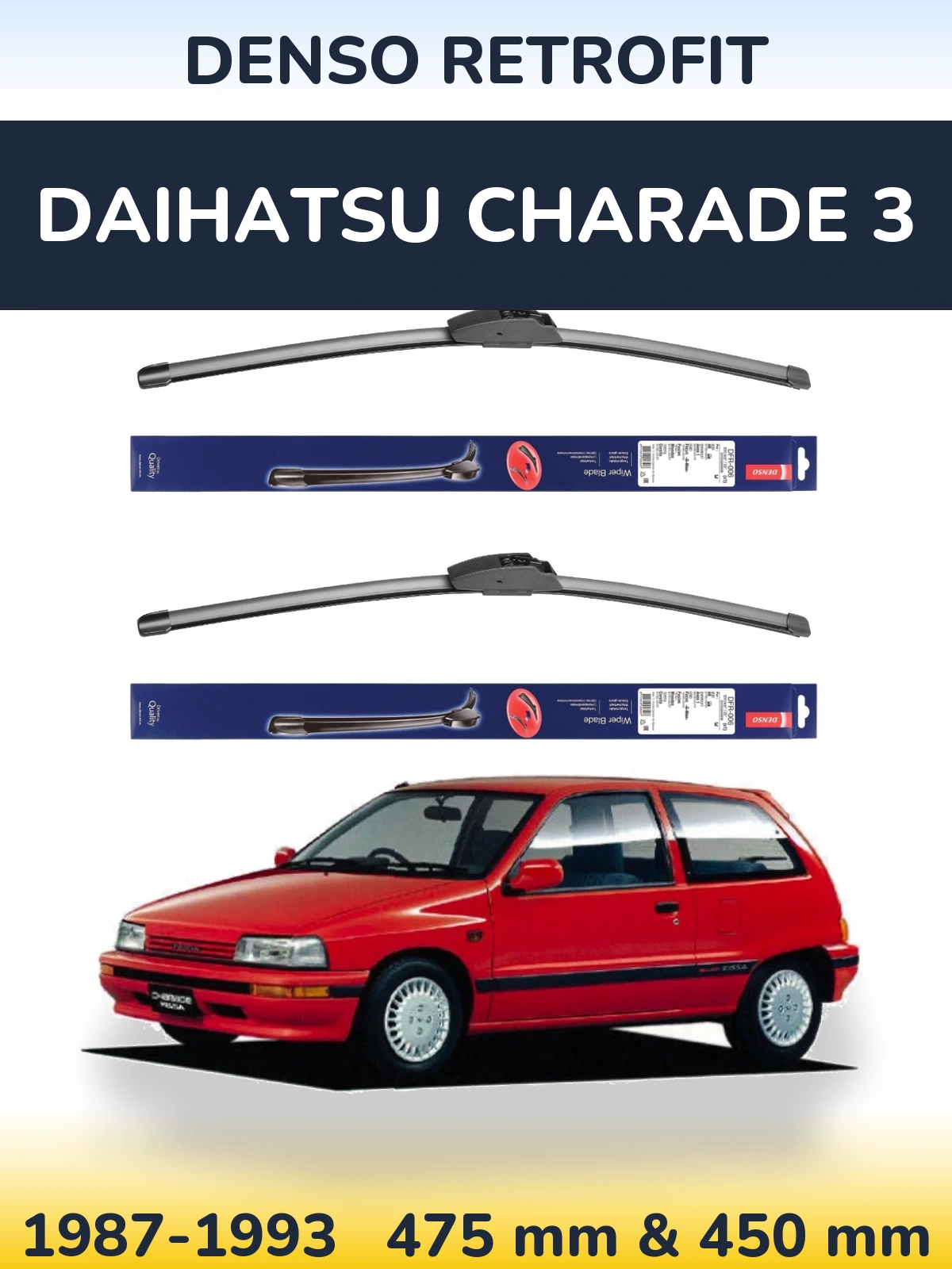 Комплект передніх щіток Denso Retrofit 475 & 450 мм для Daihatsu Charade 3 1987-1993