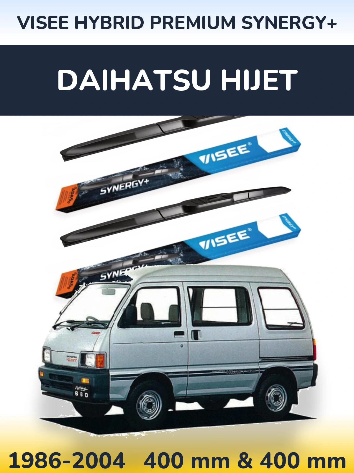 Front wiper blade set VISEE HYBRID PREMIUM SYNERGY+ 400 & 400 mm for Daihatsu HiJet 1986-2004