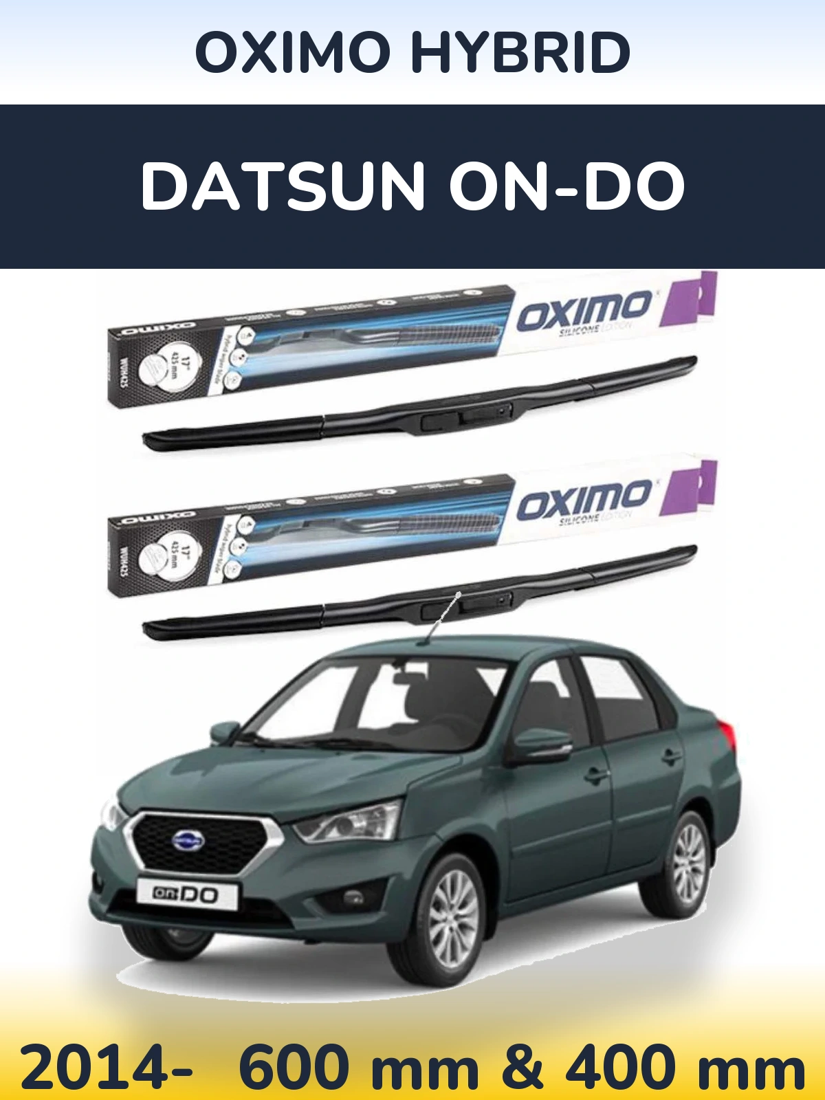 Комплект передних дворников Oximo Hybrid 600 & 400 мм для Datsun on-DO 2014-2026