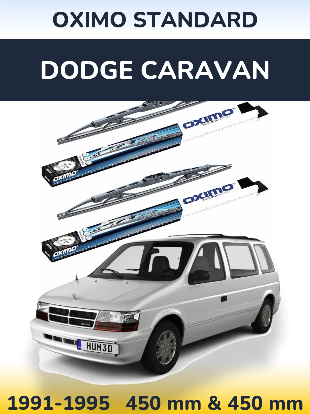 Front wiper blade set Oximo Standard 450 & 450 mm for Dodge Caravan 1991-1995