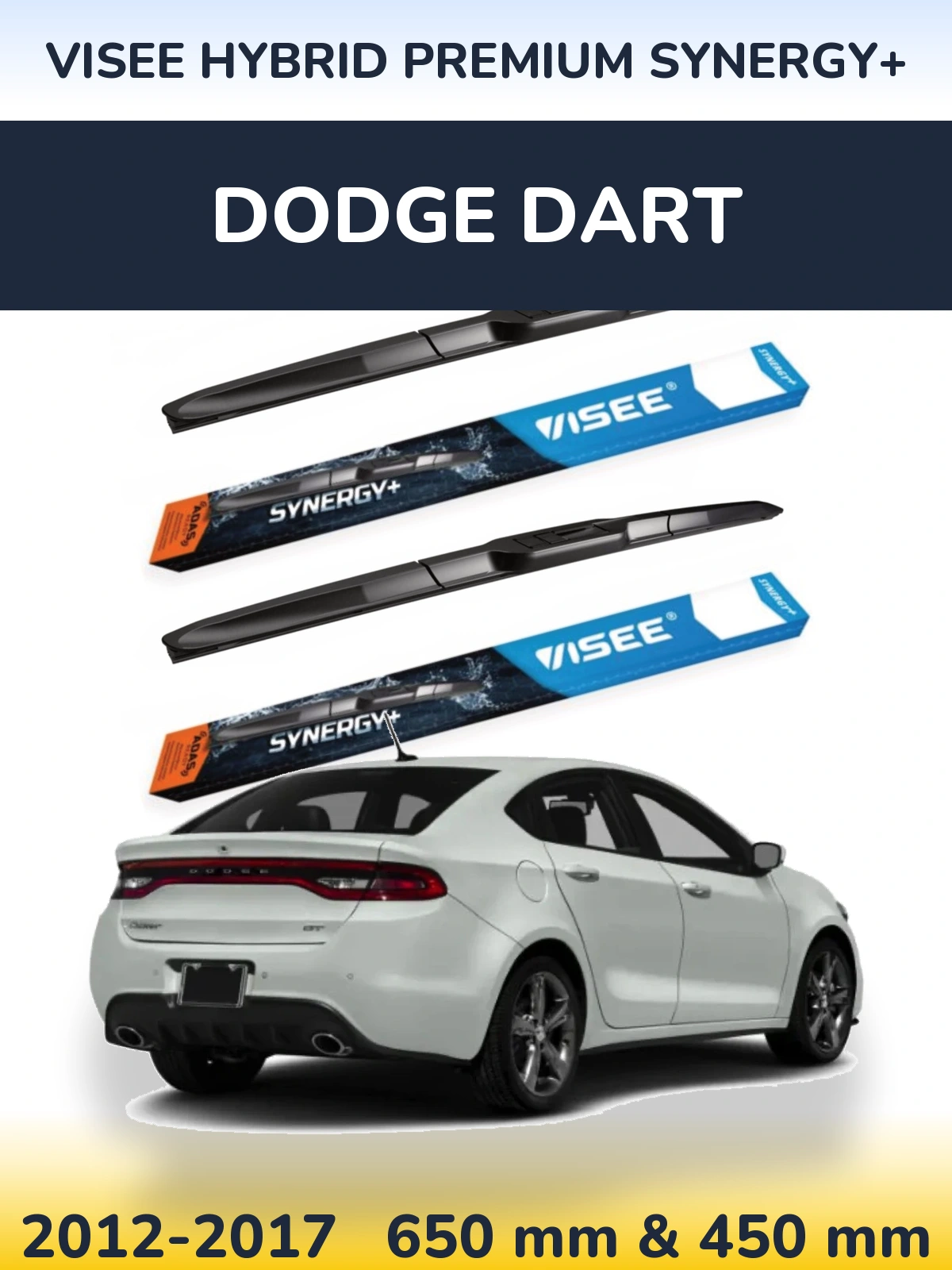 Комплект передніх щіток VISEE HYBRID PREMIUM SYNERGY+ 650 & 450 мм для Dodge Dart 2012-2017