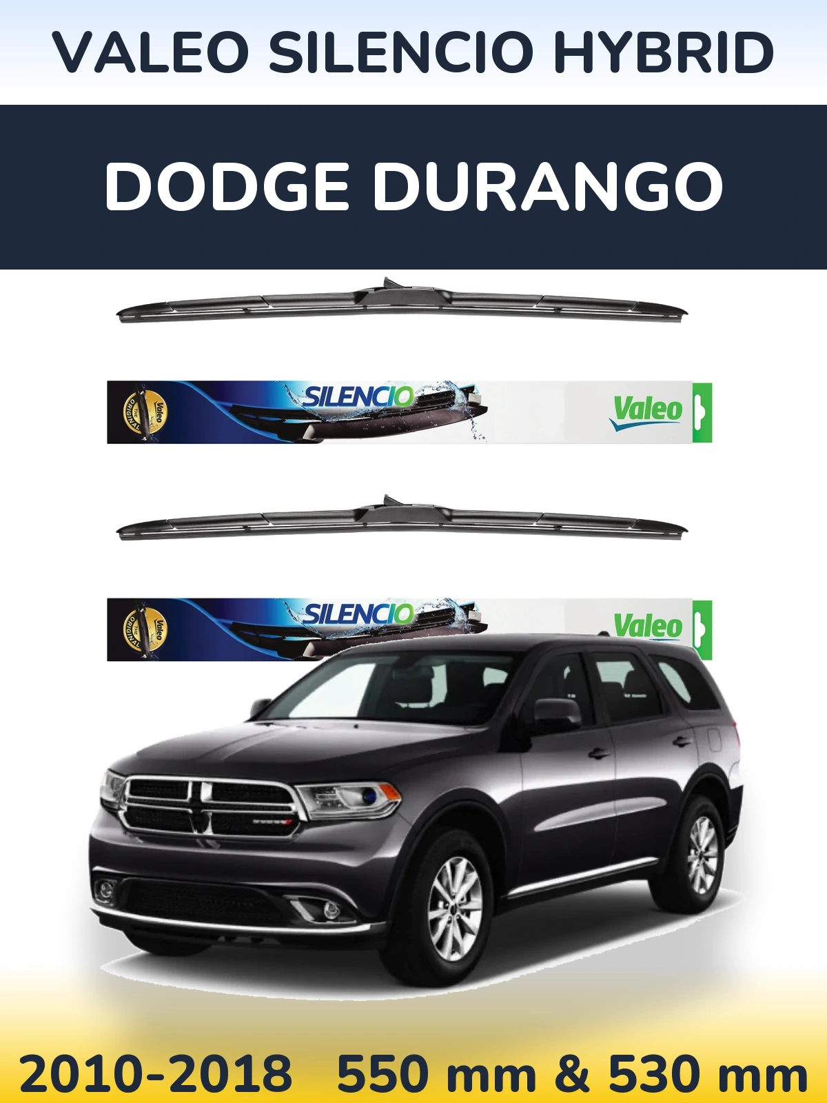 Комплект передніх щіток Valeo Silencio Hybrid 550 & 530 мм для Dodge Durango 2010-2018