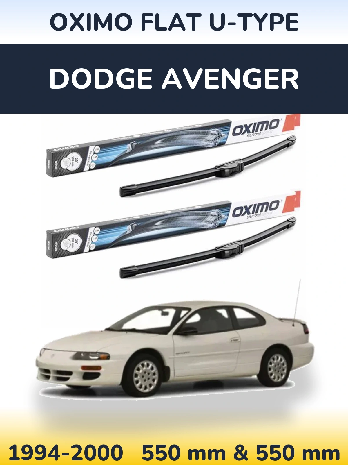 Front wiper blade set Oximo Flat U-type 550 & 550 mm for Dodge Avenger 1994-2000