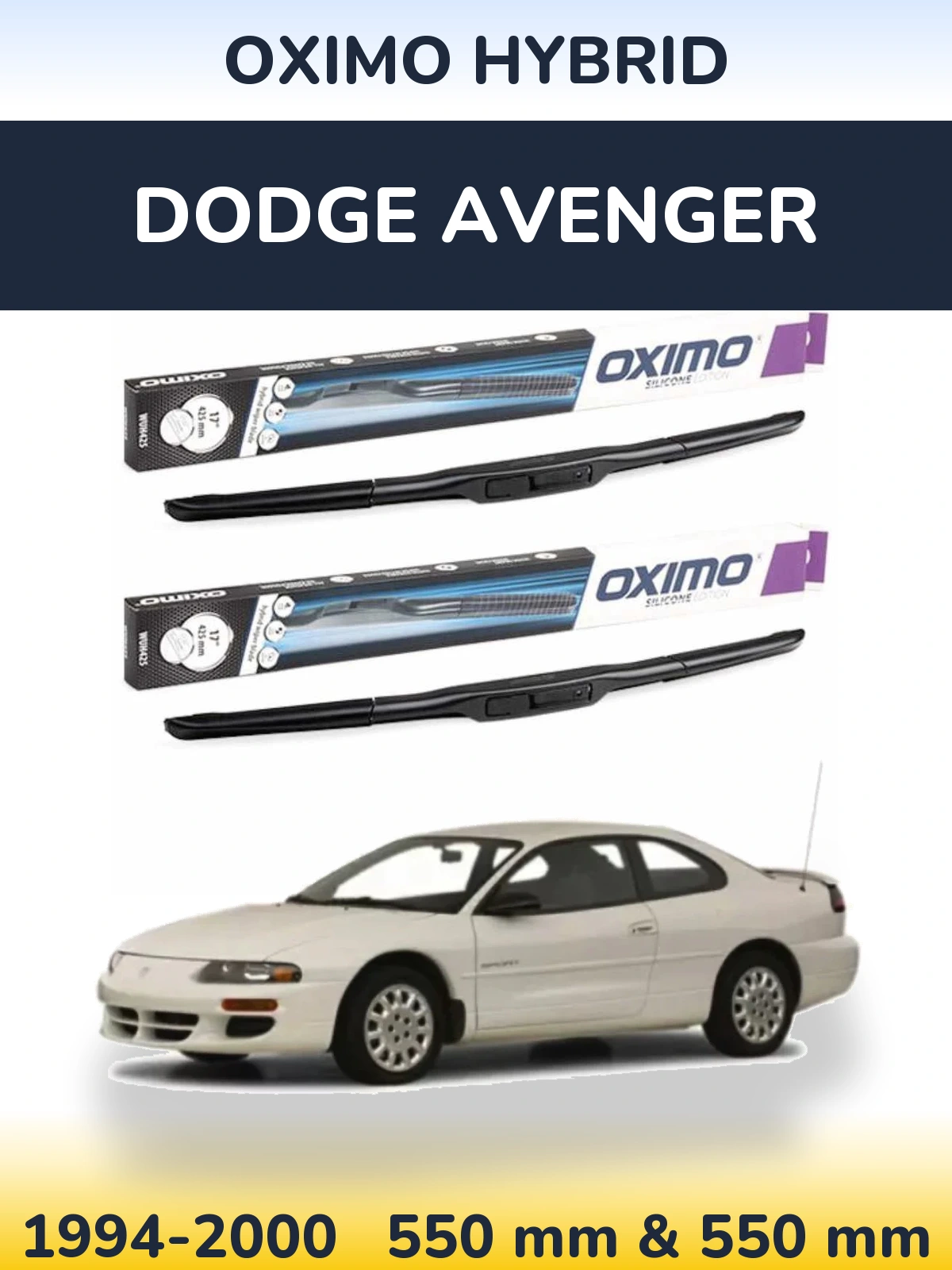 Front wiper blade set Oximo Hybrid 550 & 550 mm for Dodge Avenger 1994-2000