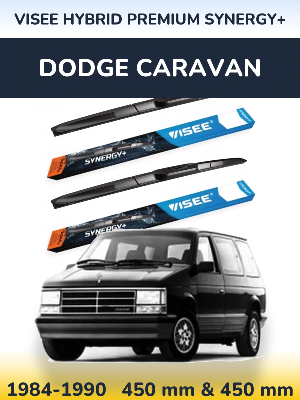 Комплект передних дворников VISEE HYBRID PREMIUM SYNERGY+ 450 & 450 мм для Dodge Caravan 1984-1990