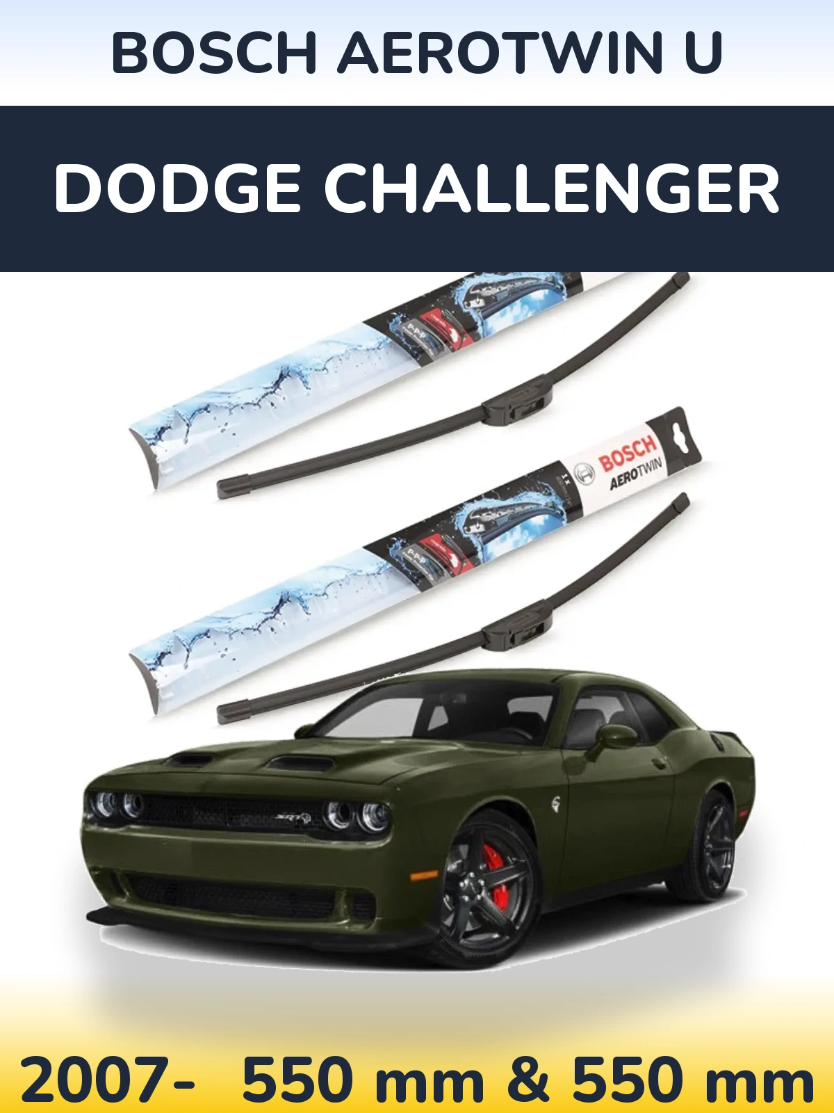 Front wiper blade set BOSCH AeroTwin U 550 & 550 mm for Dodge Challenger 2007-2026