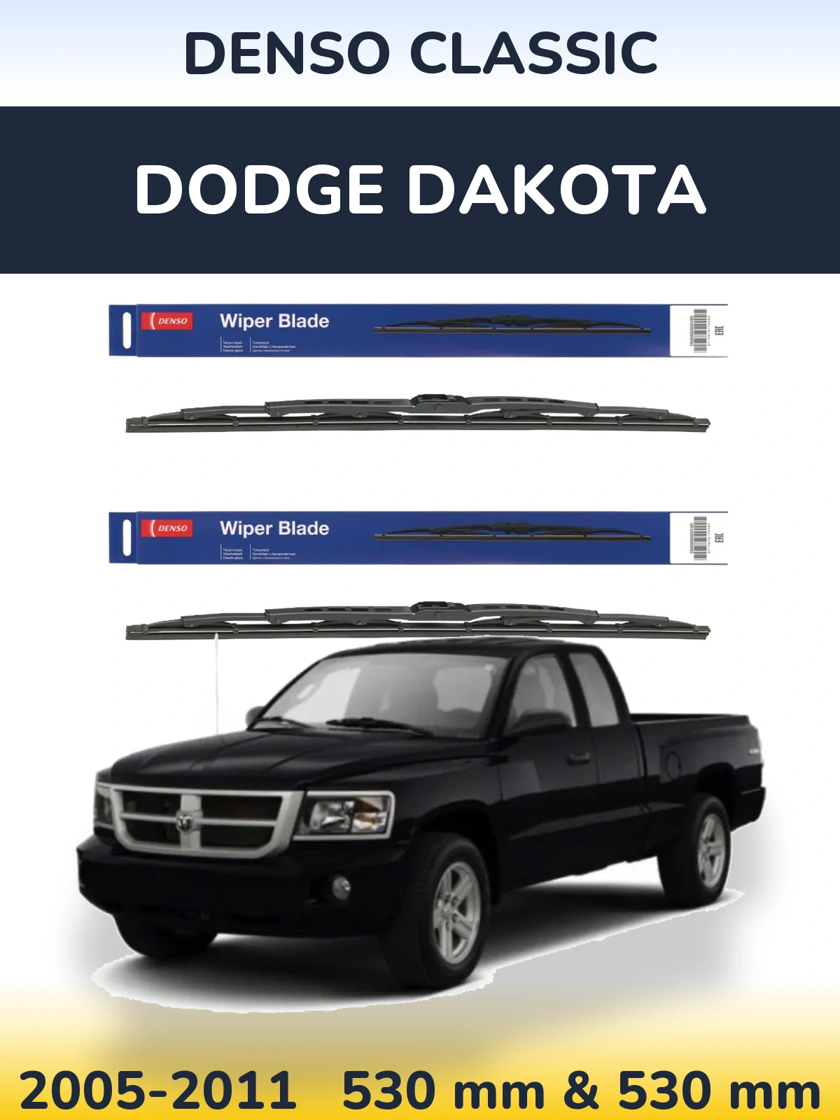Front wiper blade set Denso Classic 530 & 530 mm for Dodge Dakota 2005-2011