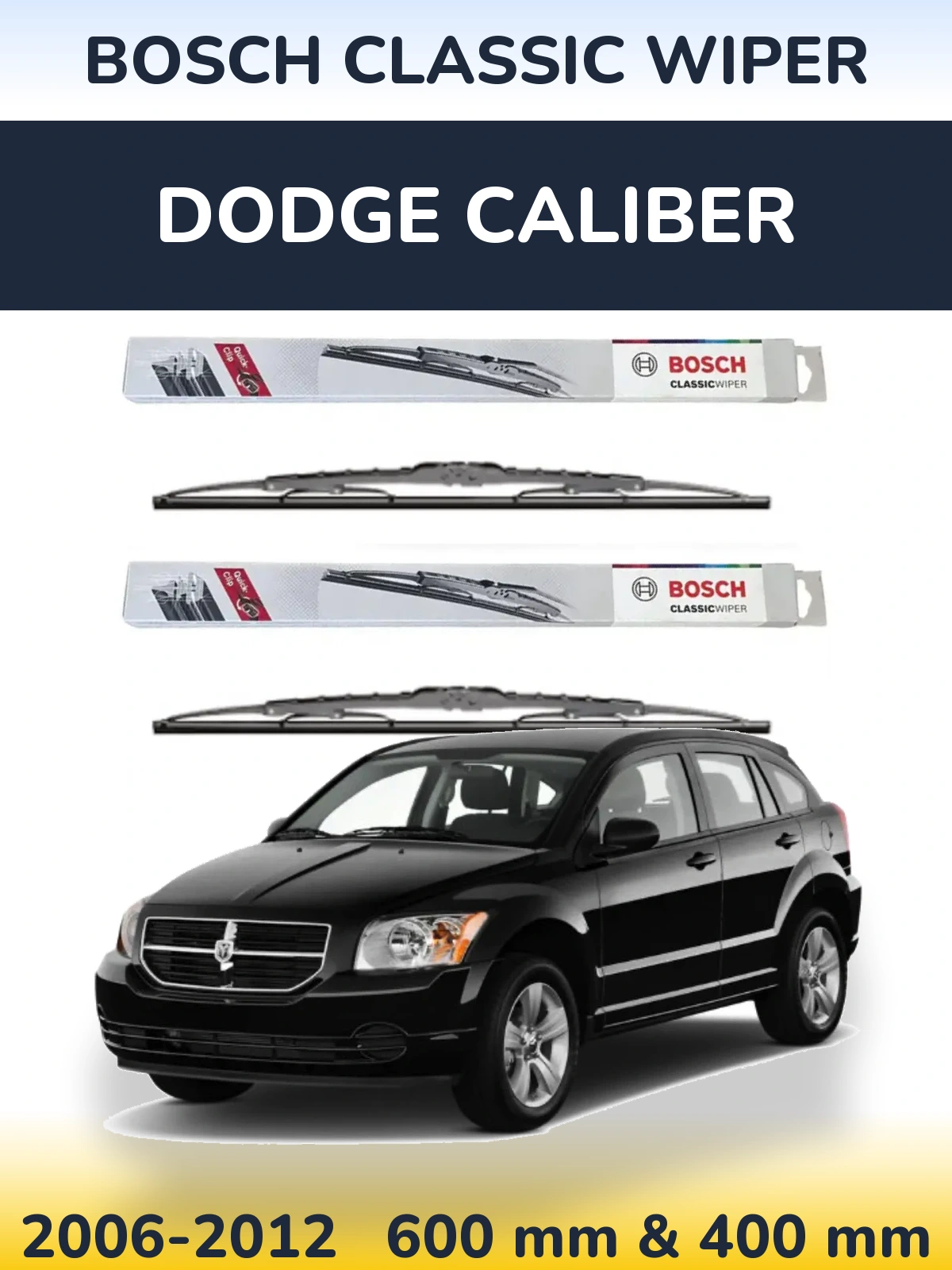 Комплект передніх щіток BOSCH Classic Wiper 600 & 400 мм для Dodge Caliber 2006-2012