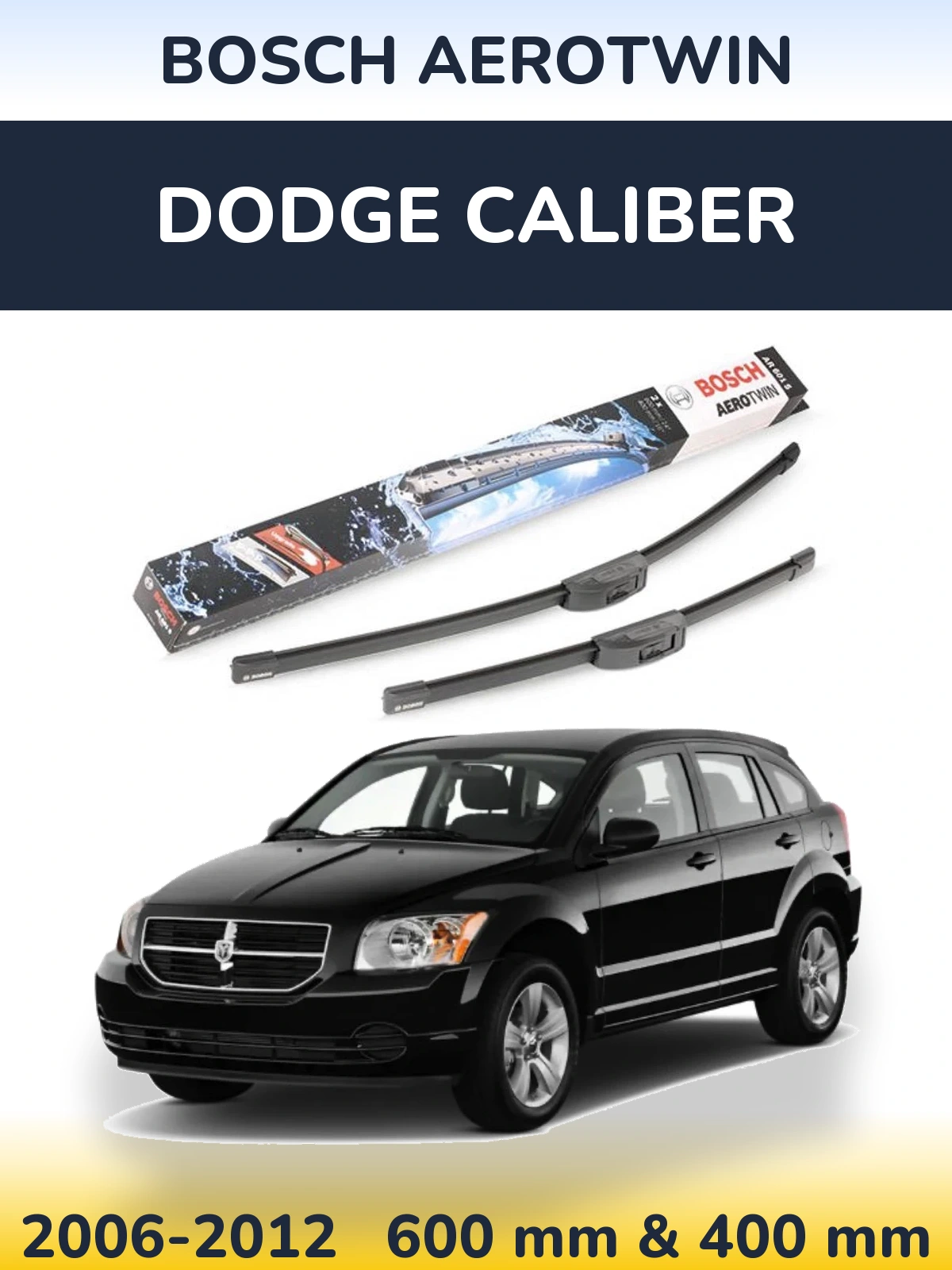 Комплект передних дворников BOSCH AeroTwin 600 & 400 мм для Dodge Caliber 2006-2012