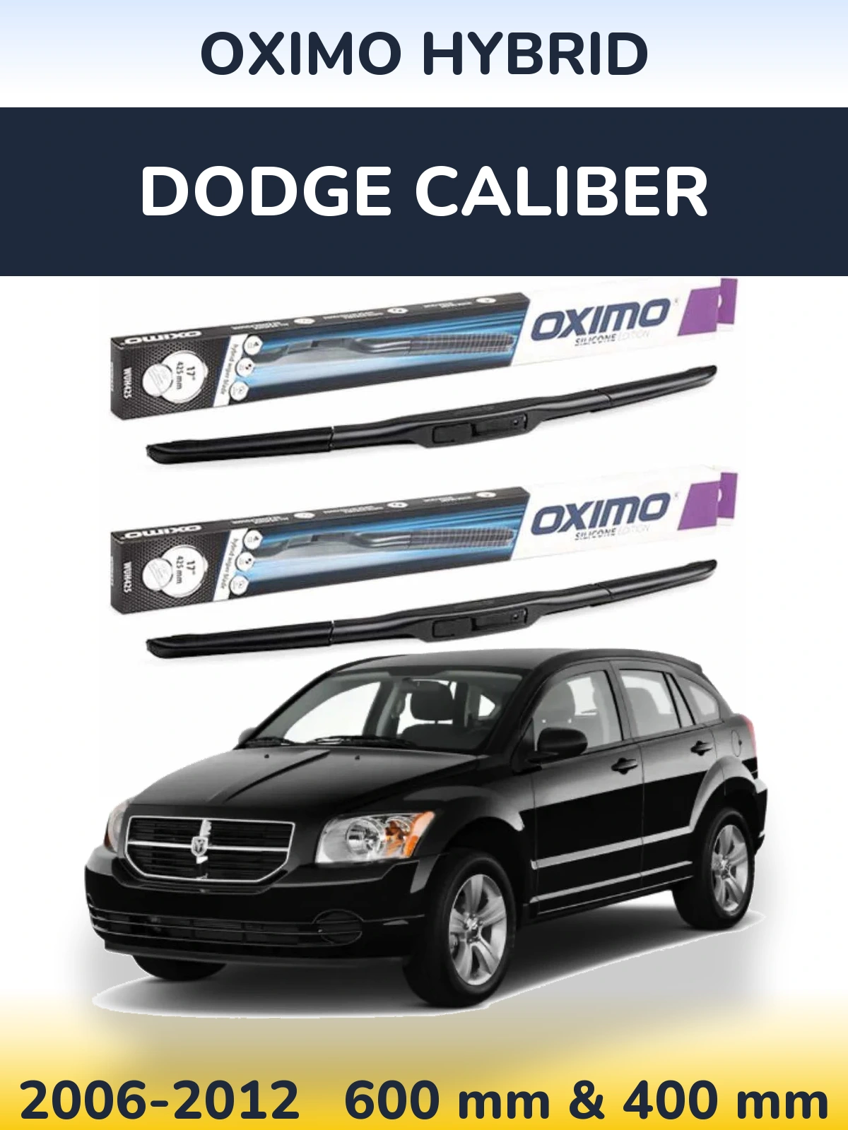 Комплект передних дворников Oximo Hybrid 600 & 400 мм для Dodge Caliber 2006-2012