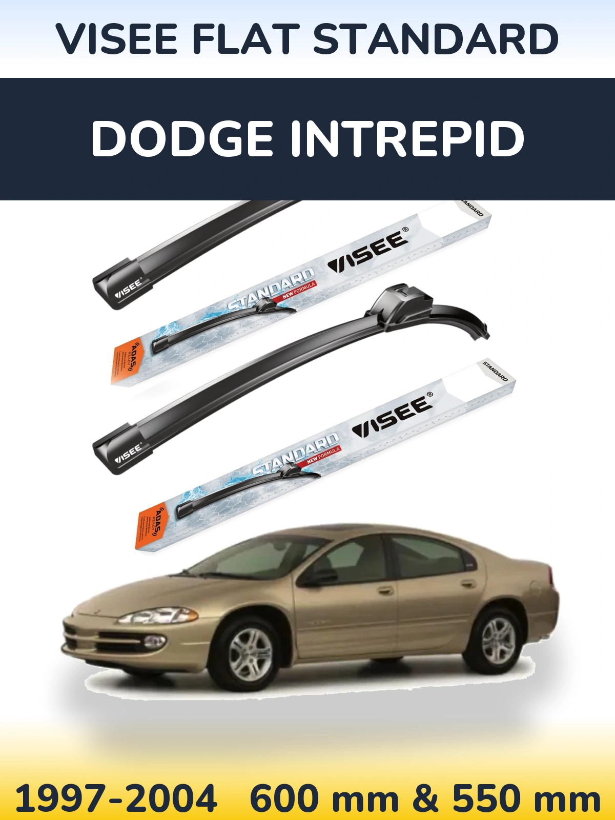 Комплект передних дворников VISEE FLAT STANDARD 600 & 550 мм для Dodge Intrepid 1997-2004