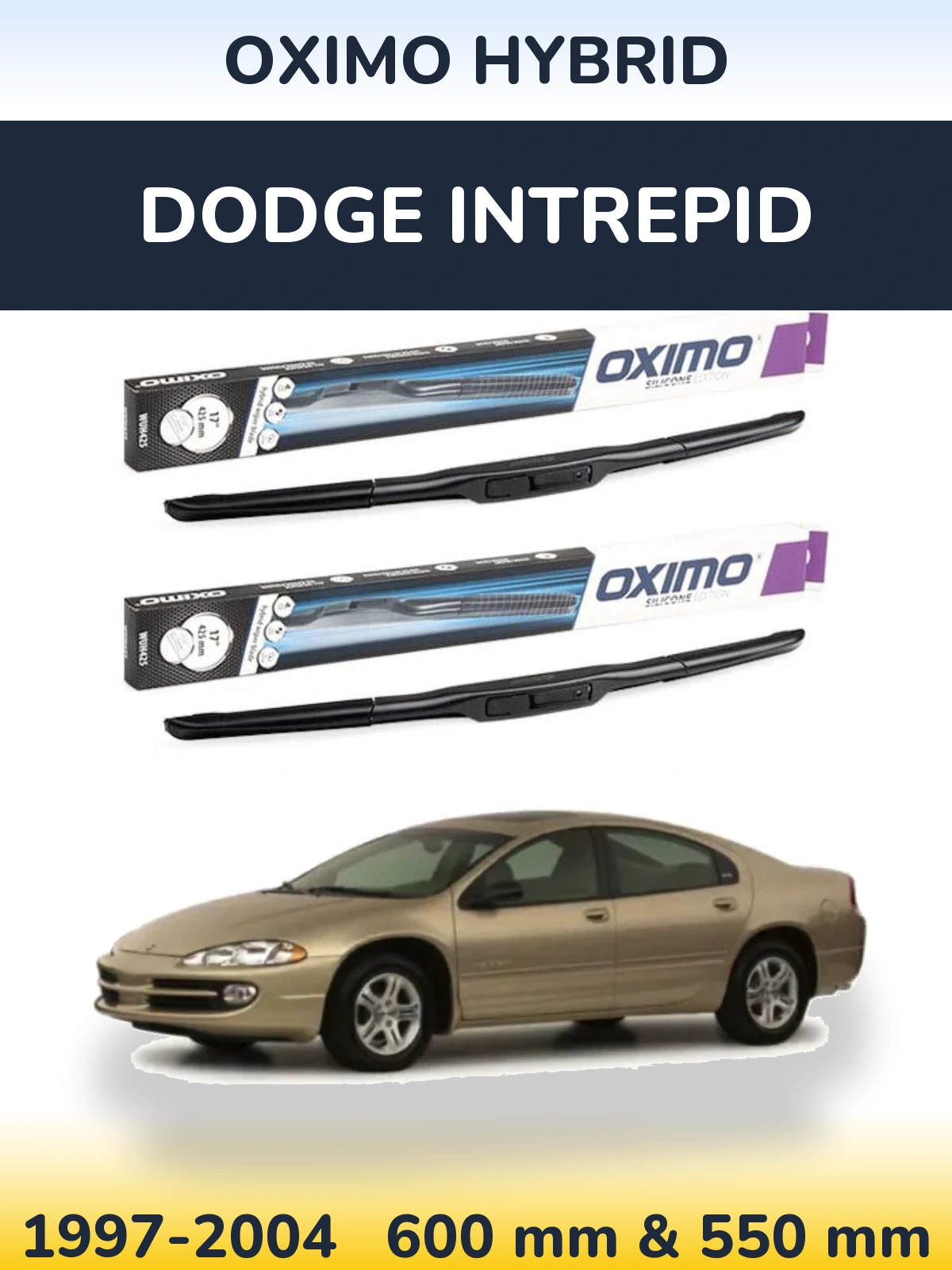 Комплект передних дворников Oximo Hybrid 600 & 550 мм для Dodge Intrepid 1997-2004