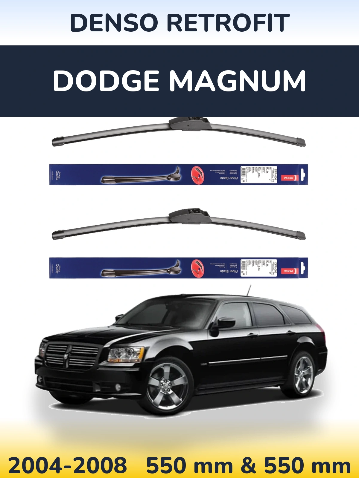 Front wiper blade set Denso Retrofit 550 & 550 mm for Dodge Magnum 2004-2008