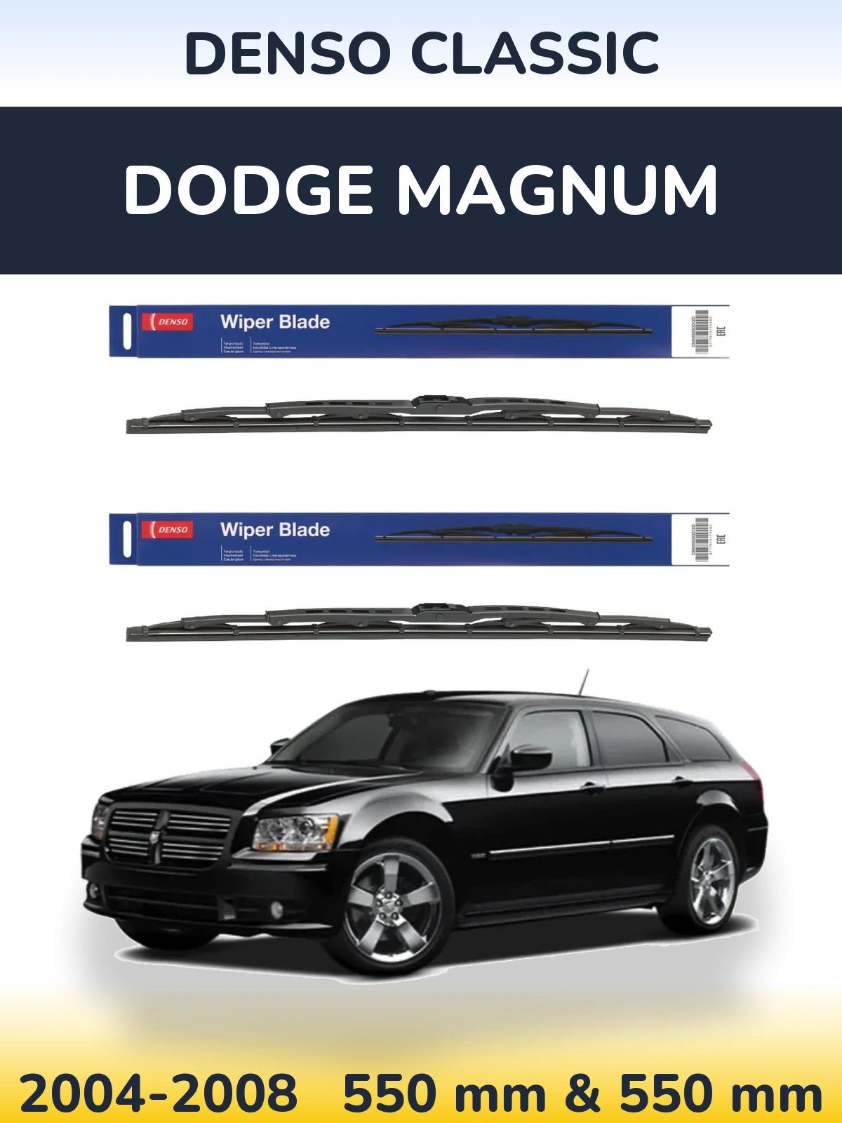 Front wiper blade set Denso Classic 550 & 550 mm for Dodge Magnum 2004-2008