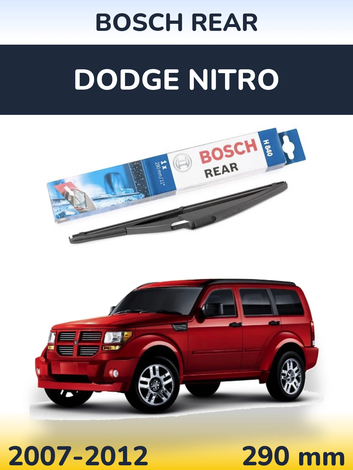 Rear wiper blade BOSCH Rear 290 mm for Dodge Nitro 2007-2012