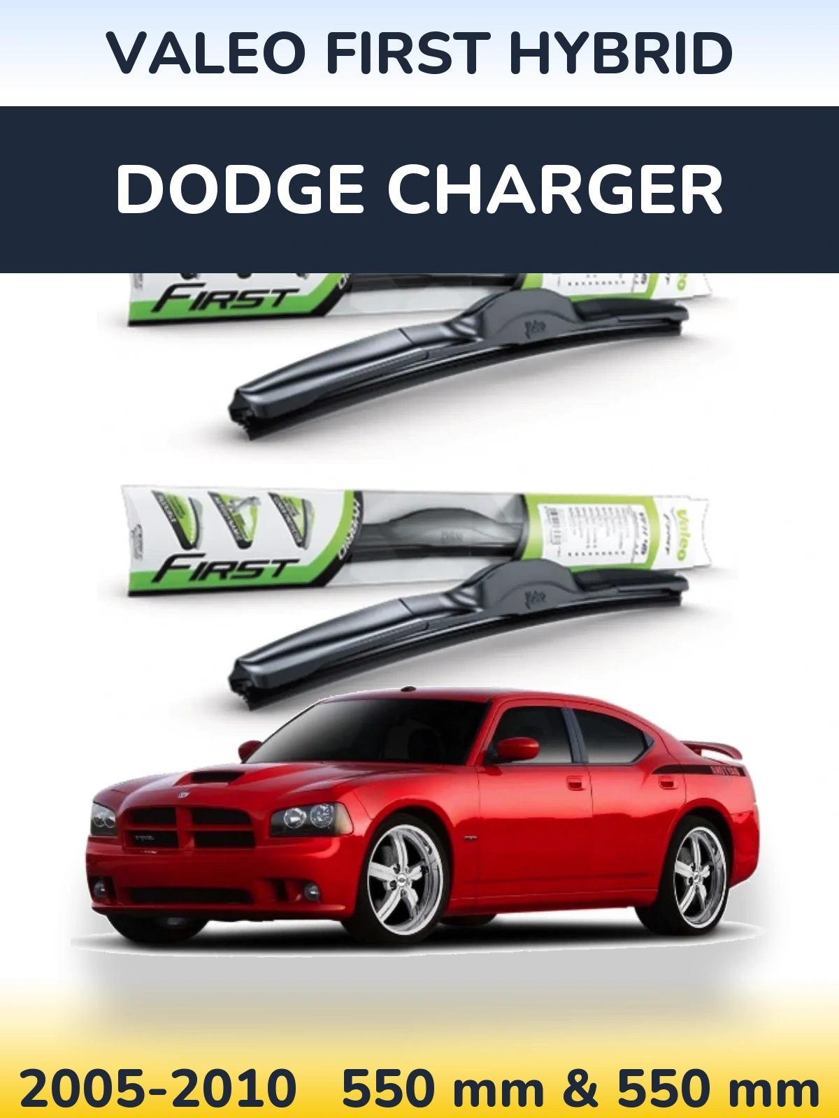Front wiper blade set Valeo First Hybrid 550 & 550 mm for Dodge Charger 2005-2010