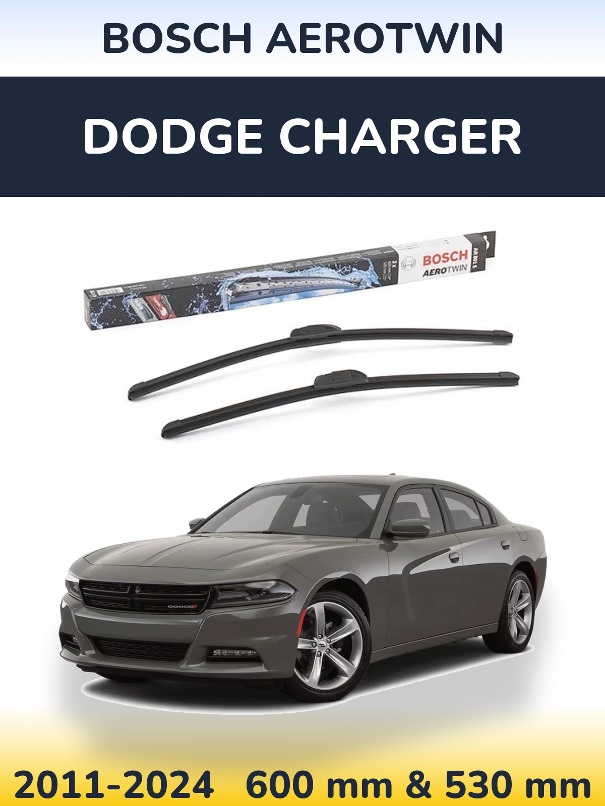 Комплект передніх щіток BOSCH AeroTwin 600 & 530 мм для Dodge Charger 2011-2024