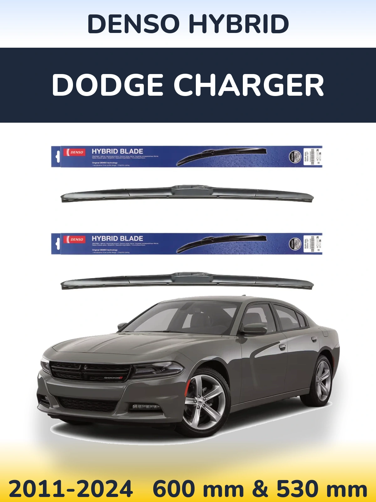 Комплект передніх щіток Denso Hybrid 600 & 530 мм для Dodge Charger 2011-2024