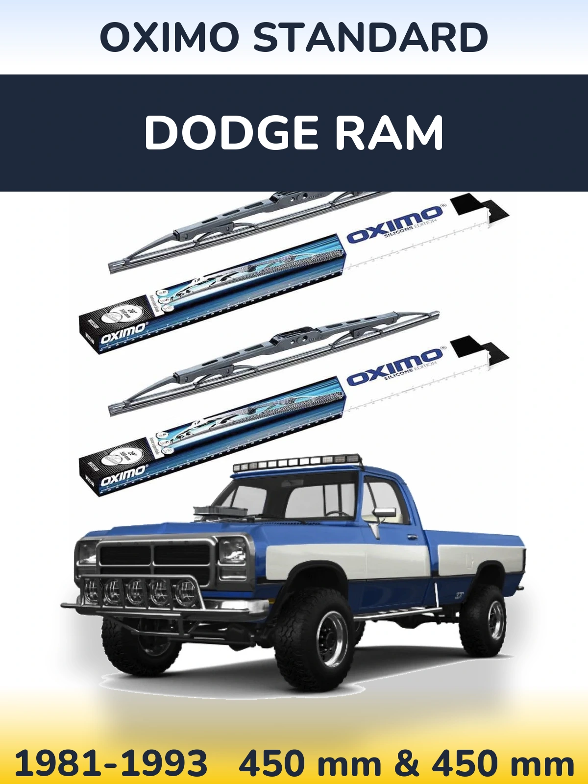 Комплект передніх щіток Oximo Standard 450 & 450 мм для Dodge RAM 1981-1993