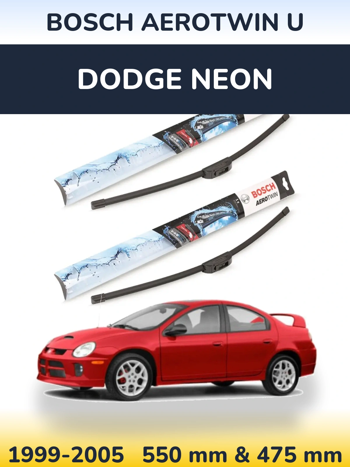 Комплект передніх щіток BOSCH AeroTwin U 550 & 475 мм для Dodge Neon 1999-2005