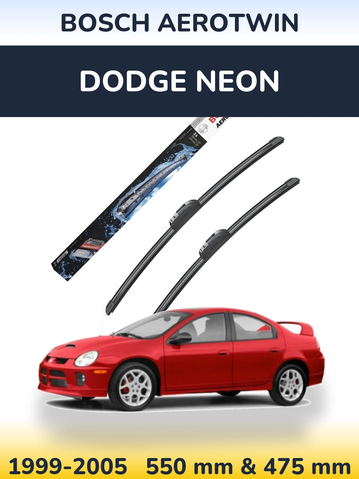 Комплект передніх щіток BOSCH AeroTwin 550 & 475 мм для Dodge Neon 1999-2005