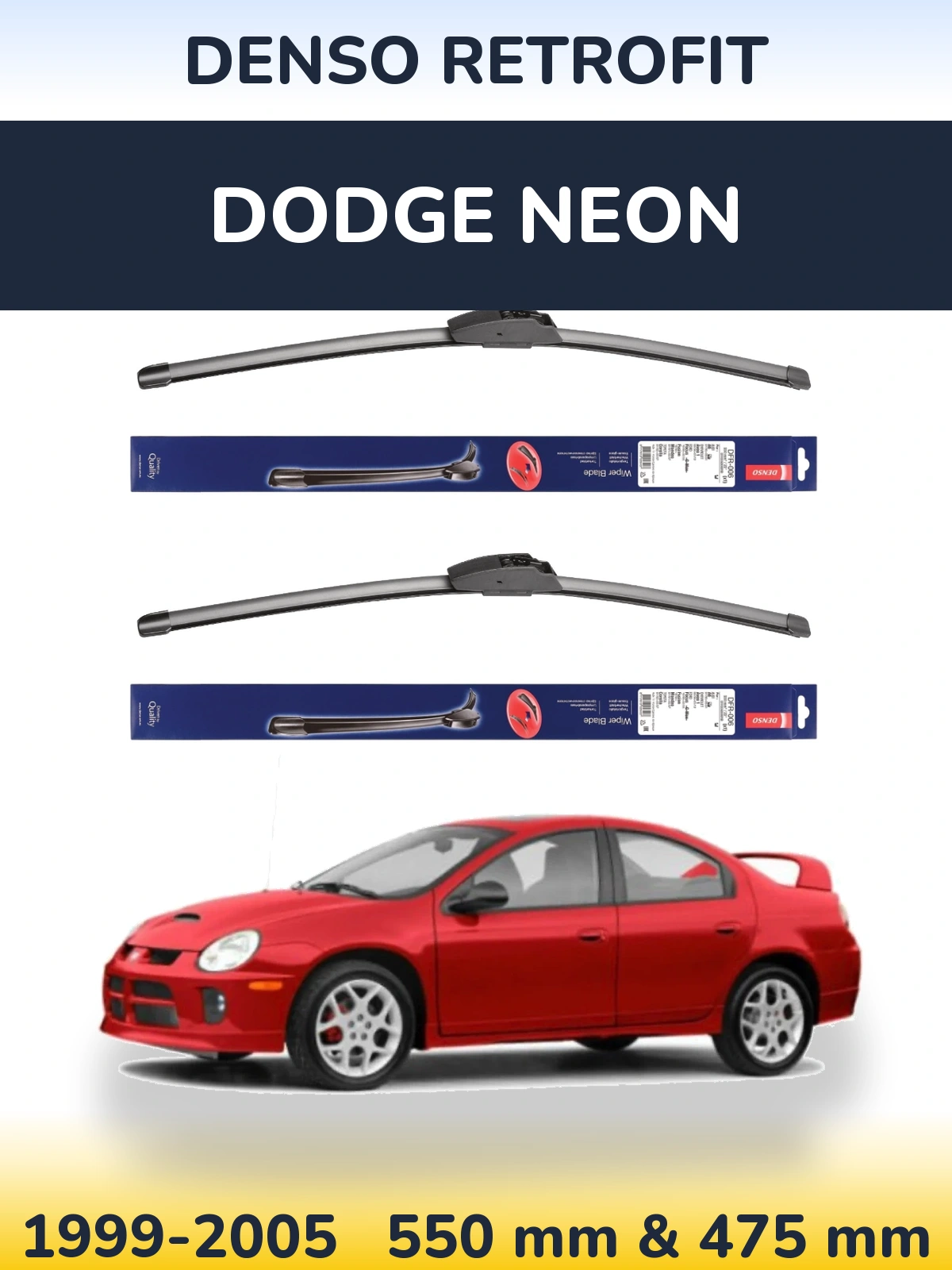 Комплект передніх щіток Denso Retrofit 550 & 475 мм для Dodge Neon 1999-2005