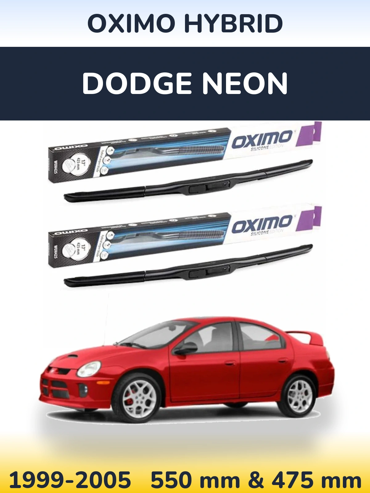 Комплект передних дворников Oximo Hybrid 550 & 475 мм для Dodge Neon 1999-2005