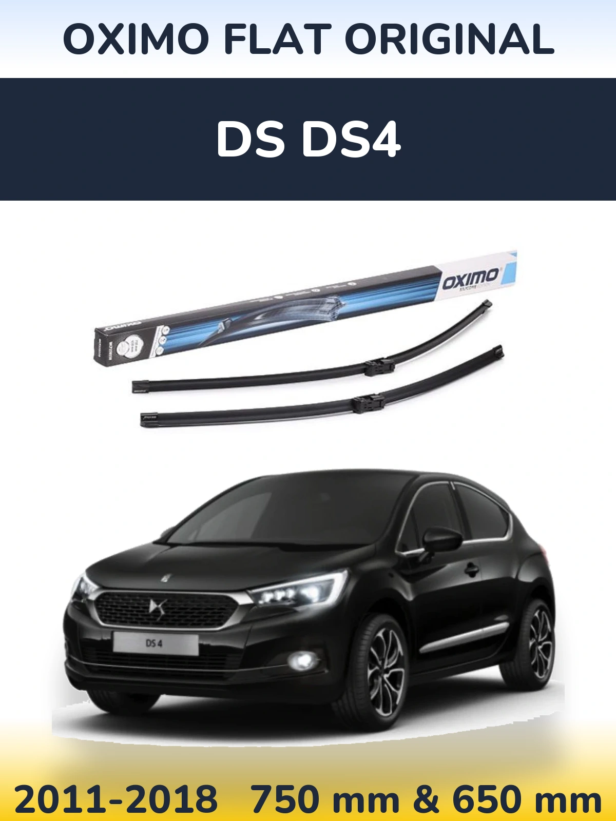 Комплект передних дворников Oximo Flat Original 750 & 650 мм для DS DS4 2011-2018