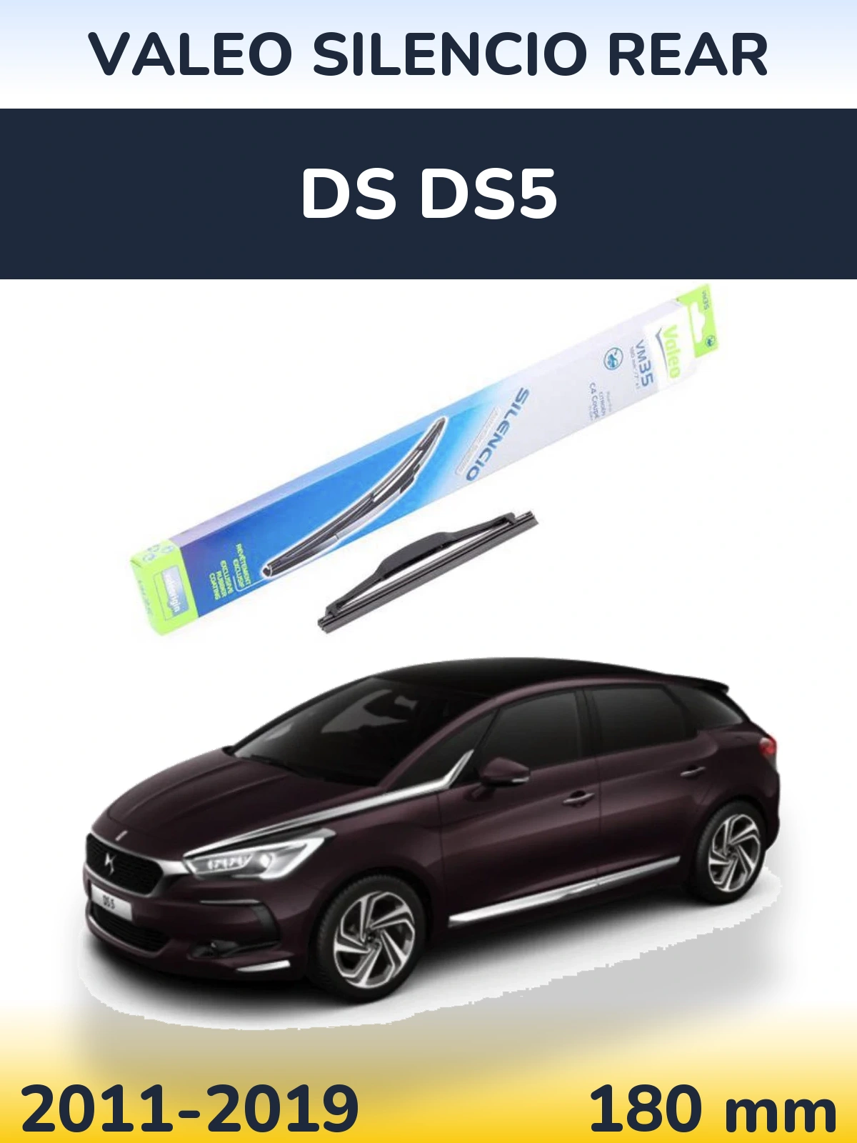 Задний дворник Valeo Silencio Rear 180 мм для DS DS5 2011-2019