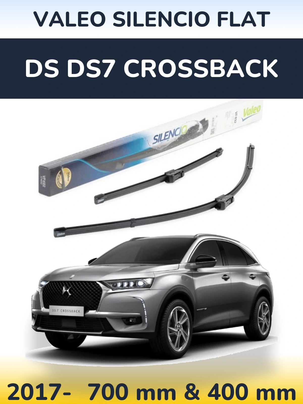 Front wiper blade set Valeo Silencio Flat 700 & 400 mm for DS DS7 Crossback 2017-2026